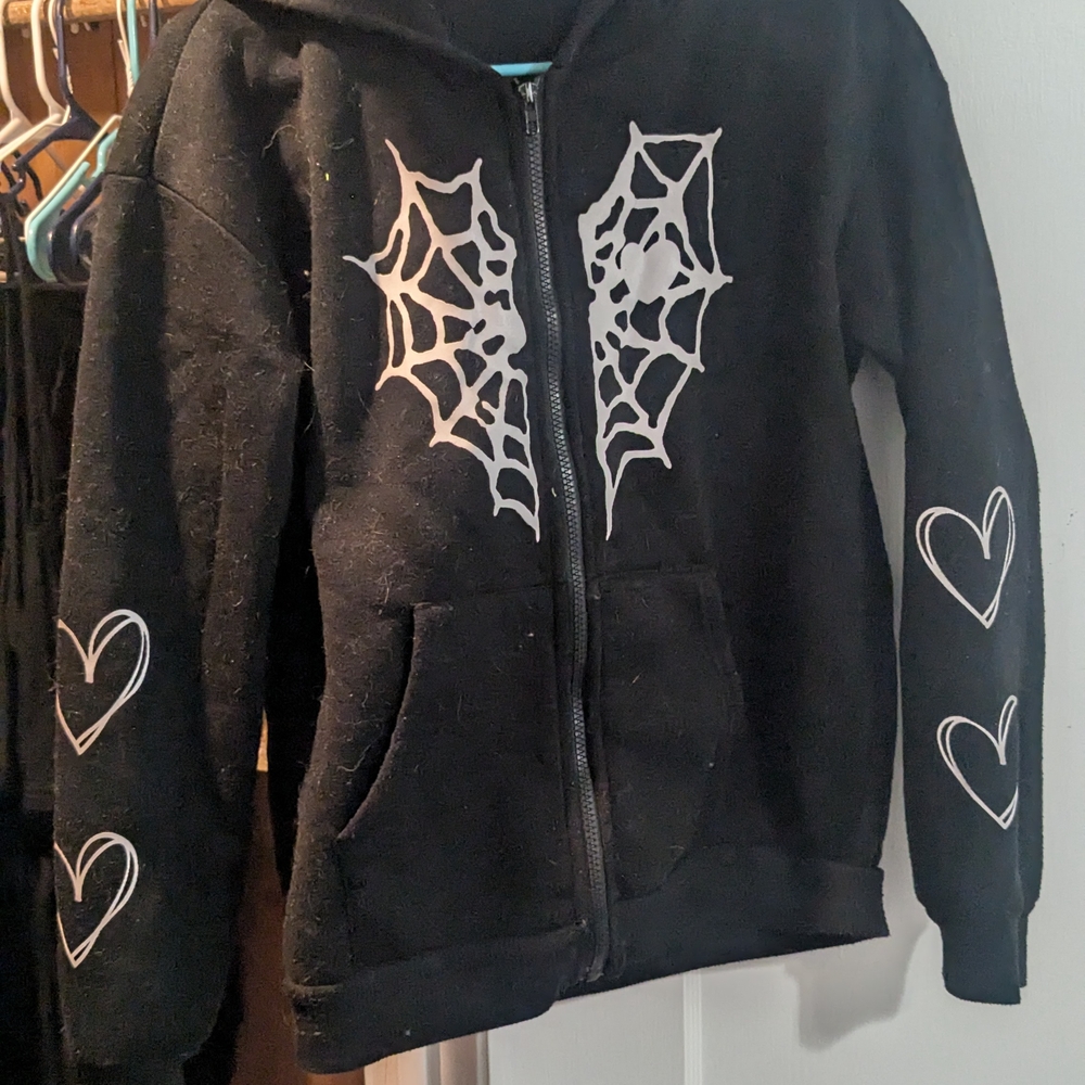 SHEIN Black Gothic Spider Web Jacket
